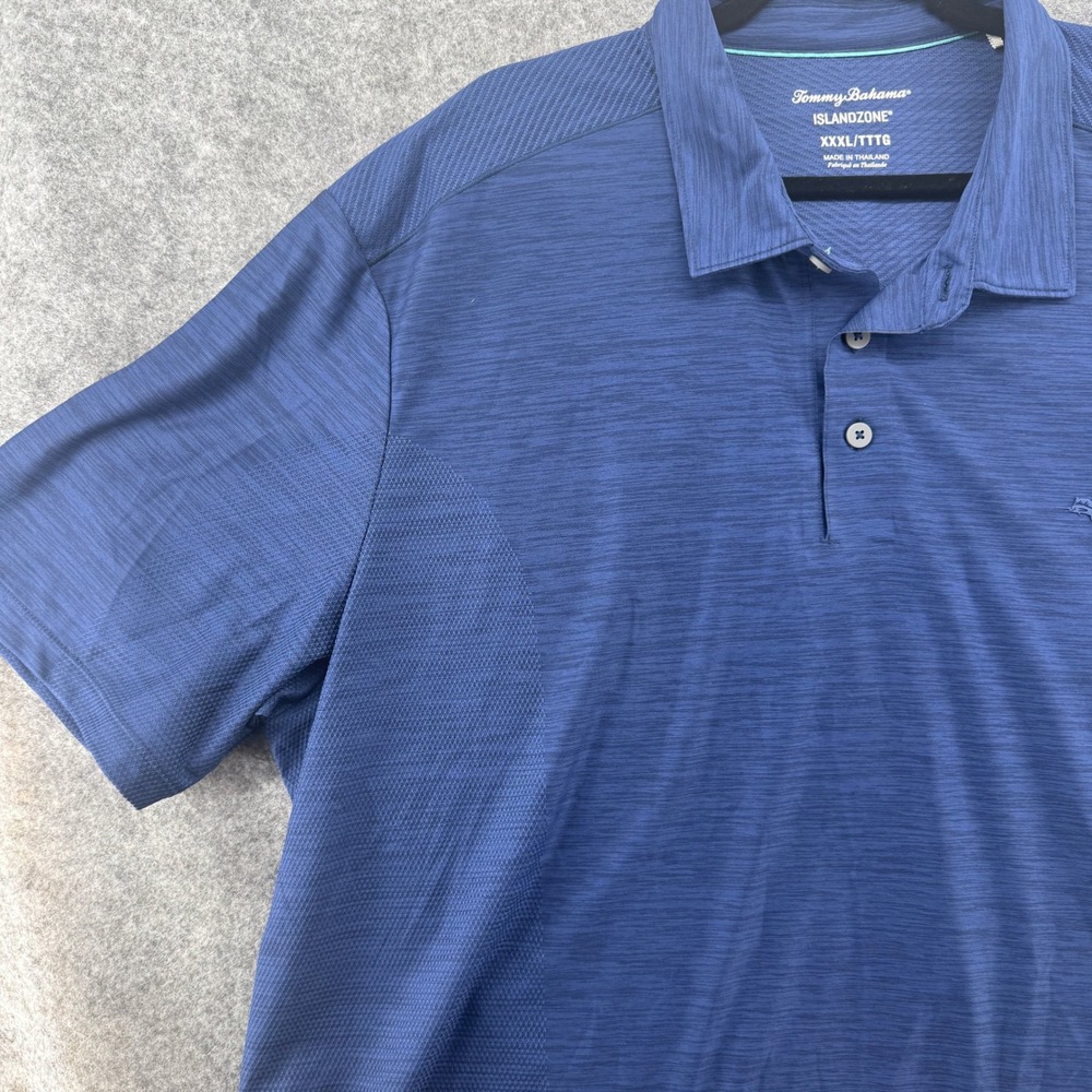 Tommy Bahama Polo Mens XXXL Blue IslandZone Space Dye Performance Shirt - Picture 2 of 16